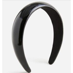 J. Crew Black Leather Puffy Headband